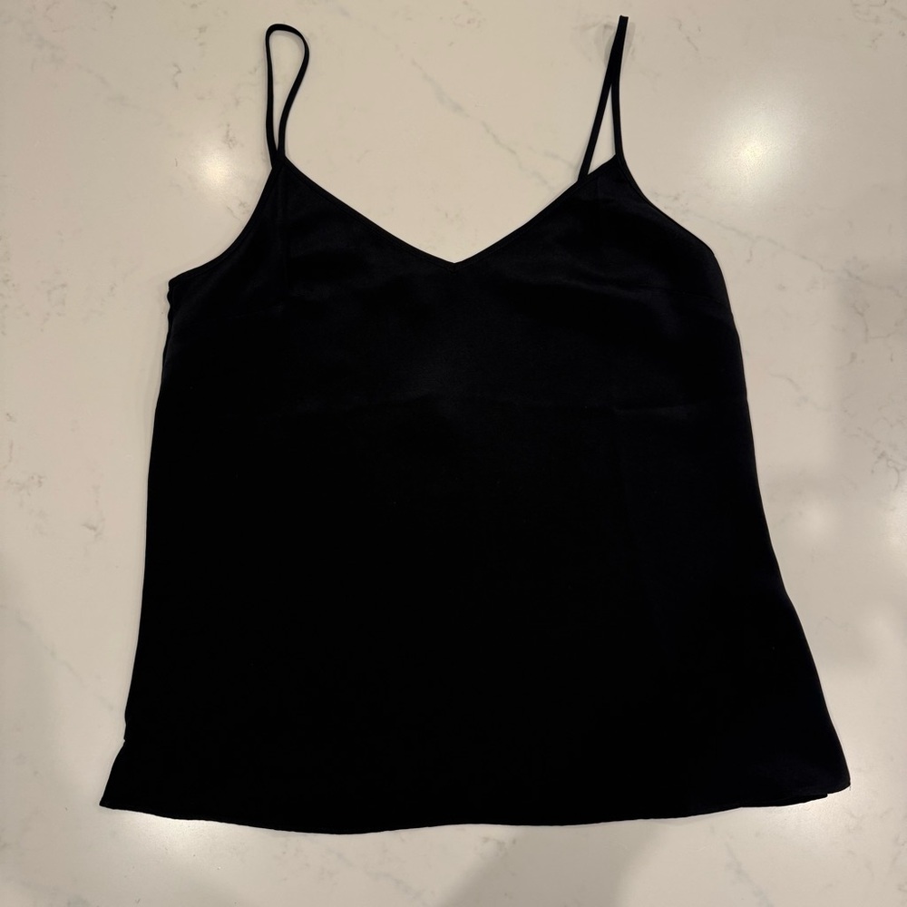 NWT : J.Crew: V-neck 100% Silk Tank : Black : XS